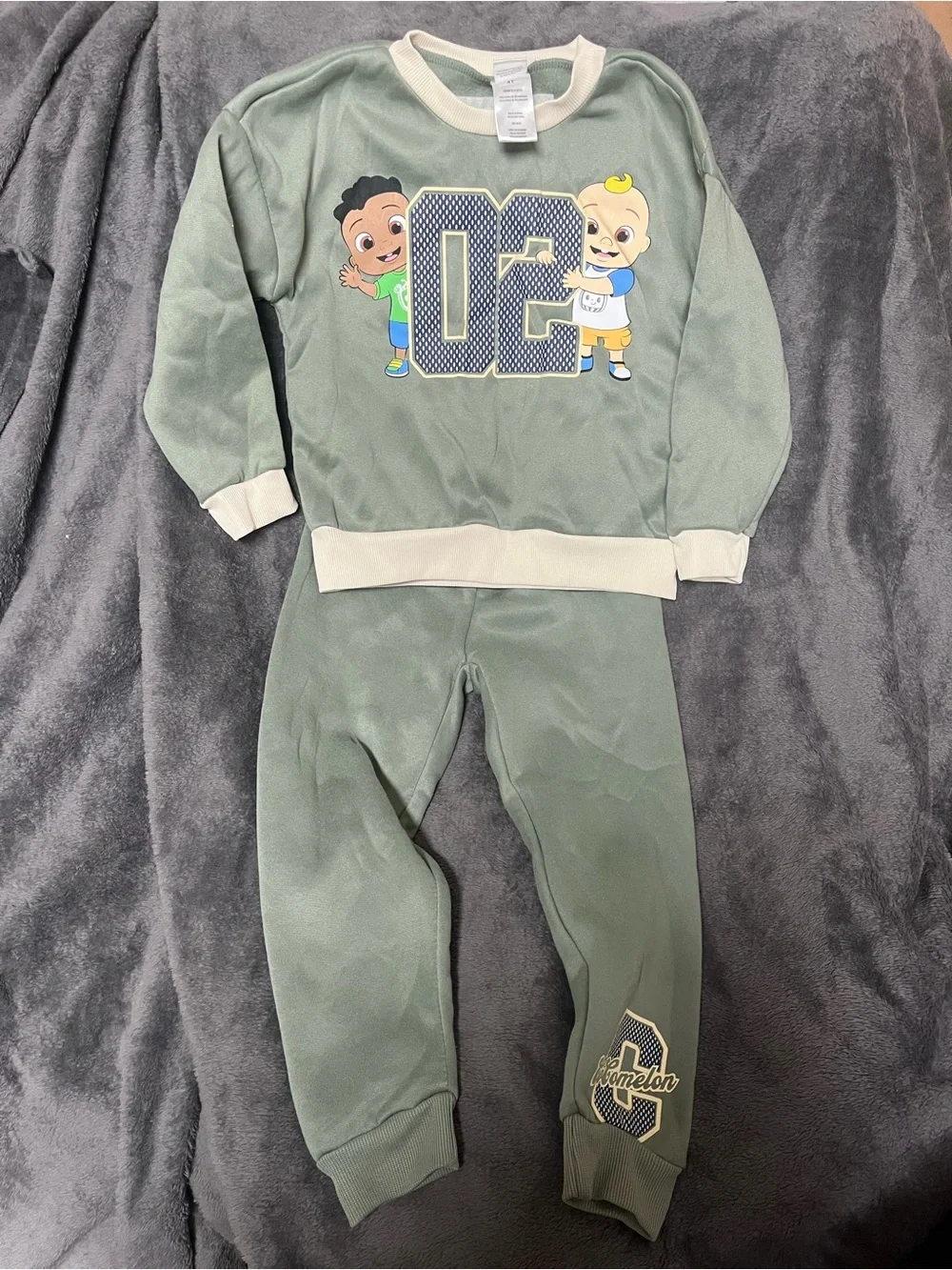 OshKosh B'gosh Olive Green Coco Melon Sweater and Joggers Set